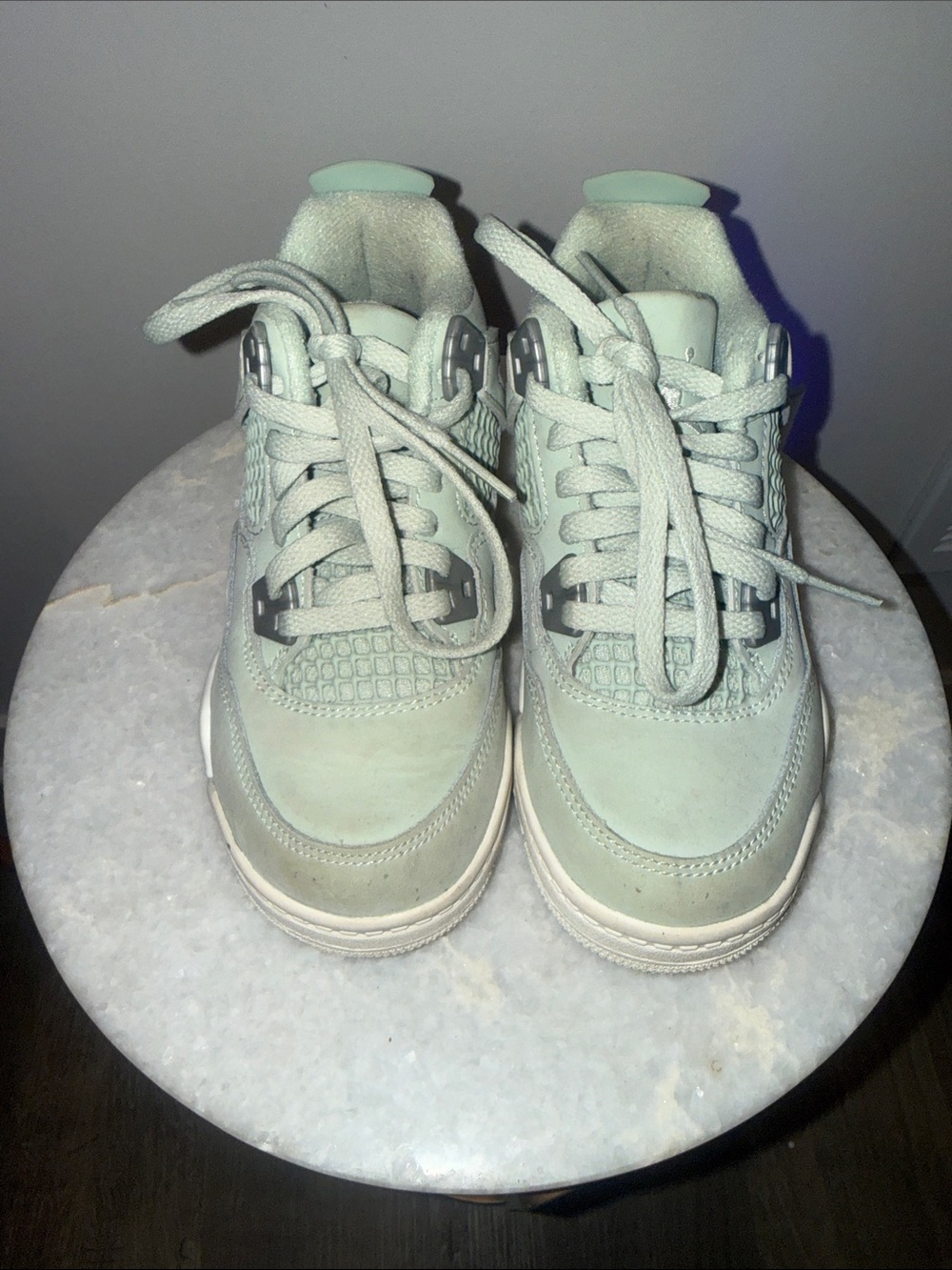 Jordan 4 Kids Mint Green Low-Top Sneakers